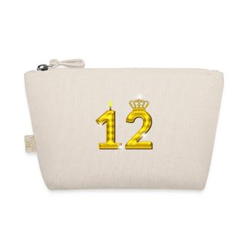 12 birthday - Crown - candle - gold - Organic Pouch - nature - Front