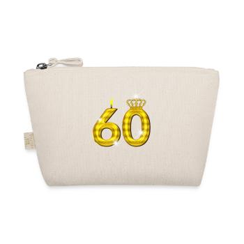 60 birthday - Crown - candle - gold - Organic Pouch - nature - Front
