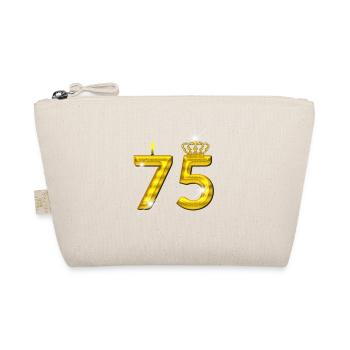 75 birthday - Crown - candle - gold - Organic Pouch - nature - Front