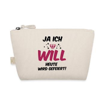 Braut T-Shirt, JGA T-Shirt, Ja, ich will T-Shirt - Bio-Täschchen - Natur - Vorne