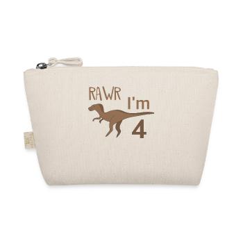 To the 4 birthday for boys girls Velociraptor - Organic Pouch - nature - Front