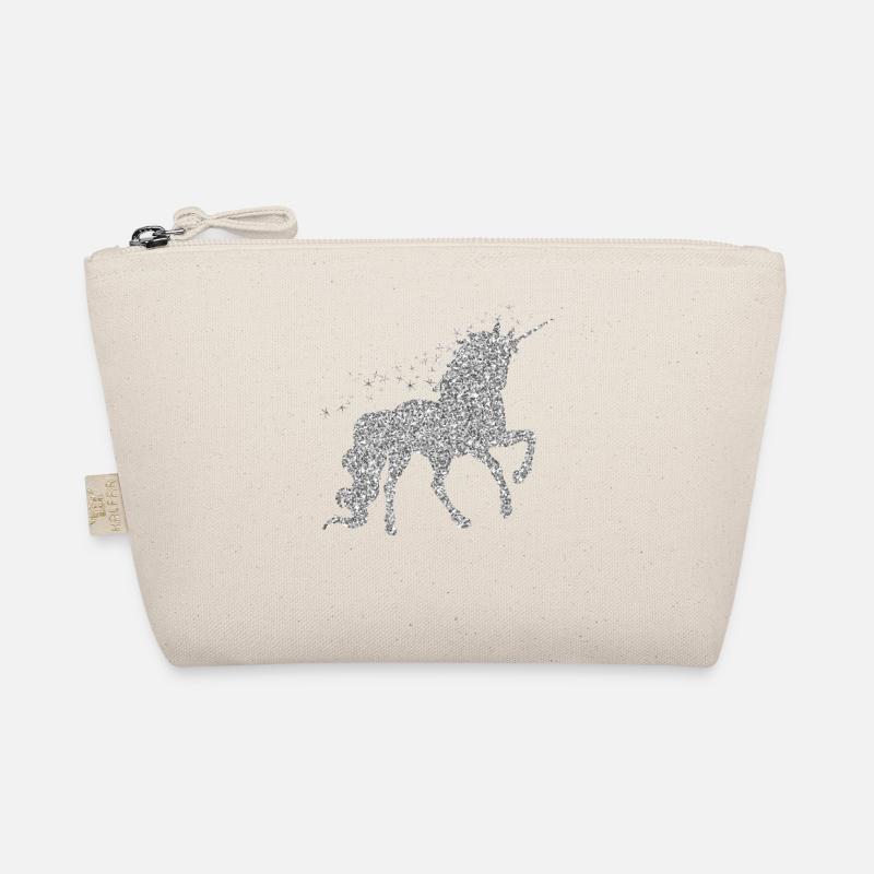The silver glitter unicorn - Organic Pouch - nature