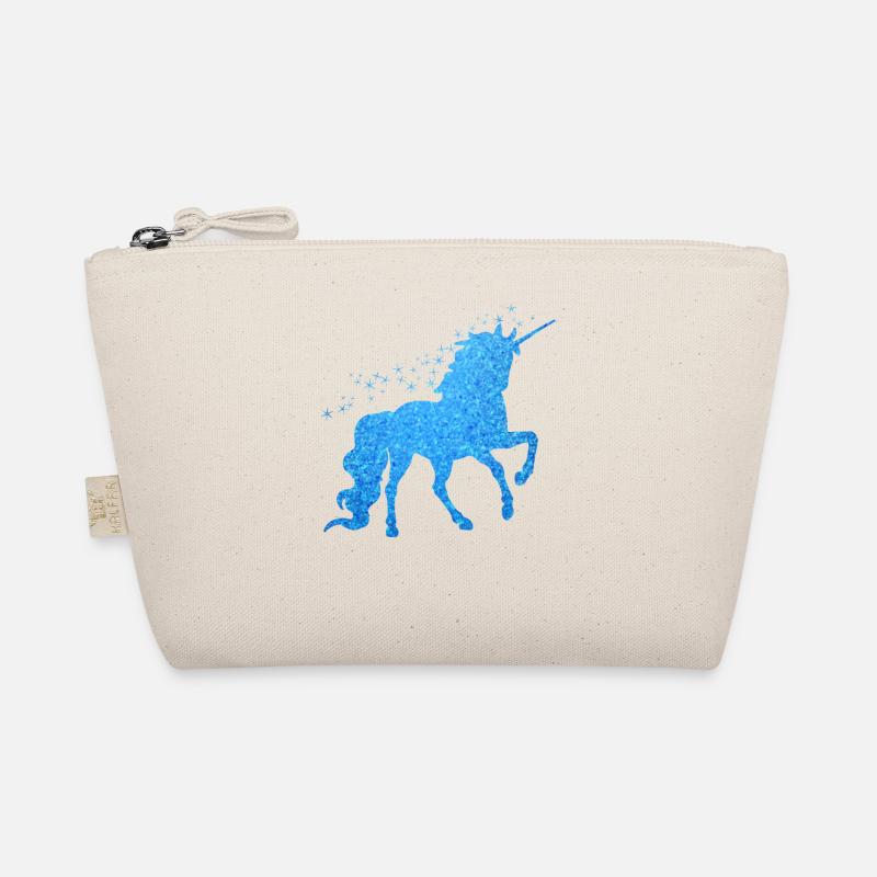 Das blaue glitzer Einhorn - Bio-Täschchen - Natur