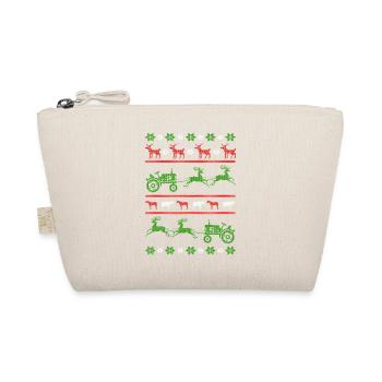 tractor farmer ugly christmas jumper - Organic Pouch - nature - Front