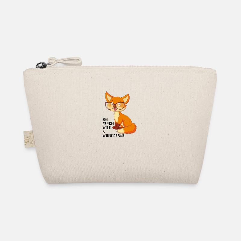Sei frech, wild und wunderbar! Süßes Fuchs Shirt - Bio-Täschchen - Natur