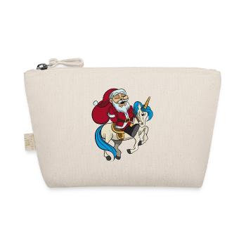 Santa rides on unicorn christmas gift - Organic Pouch - nature - Front