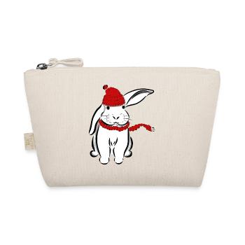 Kaninchen Hase Mütze Schal Schlappohr Schneehase - Bio-Täschchen - Natur - Vorne