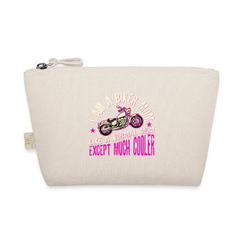 I Am A Biker Mom T-Shirt -Motorcyle Riding - Organic Pouch - nature - Front