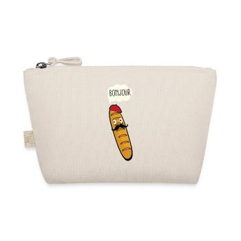 Bonjour Baguette French Bread Mustache And Beret - Organic Pouch - nature - Front