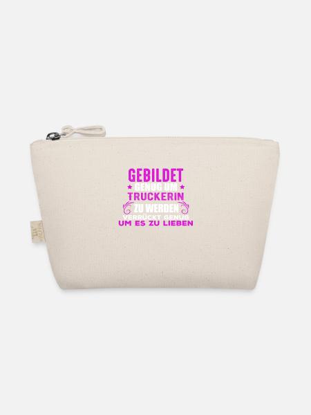 Gebildt und verrückt. Truckerin Geschenk Shirt - Bio-Täschchen - Natur
