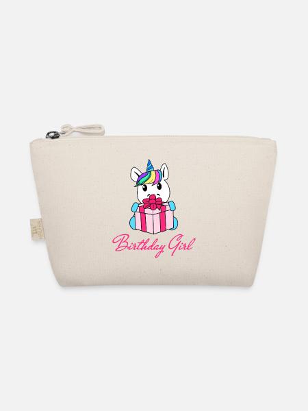 Unicorn birthday girl - Organic Pouch - nature
