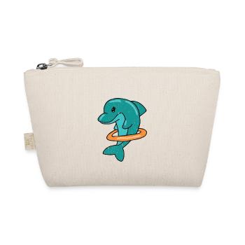 Dolphin with swim ring vintage style vacation ocean - Organic Pouch - nature - Front