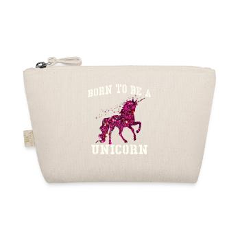 Born to be a Unicorn mit rotem glitzer Einhorn - Bio-Täschchen - Natur - Vorne