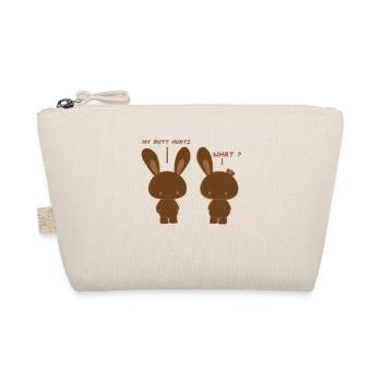 My Butt Hurts, What? Funny Chocolate Bunny Bitten - Organic Pouch - nature - Front