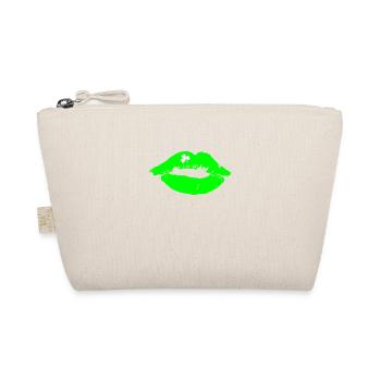 green lipstick kiss with clover St. Patricks - Organic Pouch - nature - Front