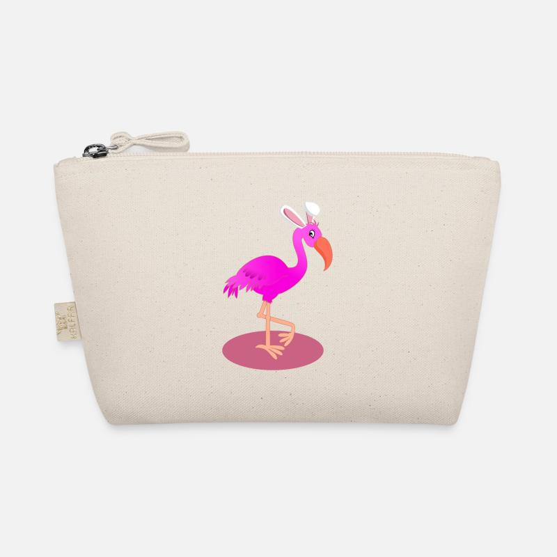 Flamingo With Easter Bunny Ears Cute Pink Bird Organic Pouch