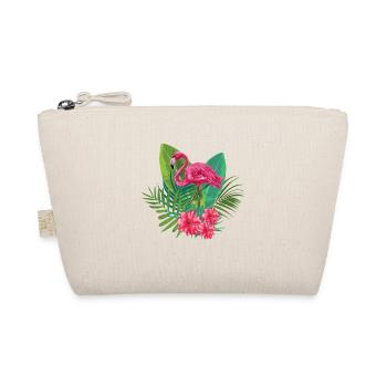 Flamingo, Blumen, Natur; Stylische Geschenkidee - Bio-Täschchen - Natur - Vorne