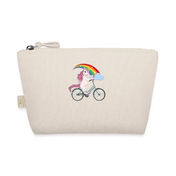 Unicorn on Bicycle Girl Kawaii Gift - Organic Pouch - nature - Front