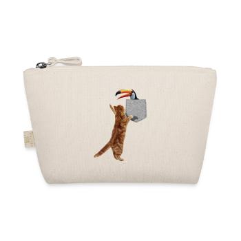 Chat atteignant Toucan en fausse poche imprimée drôle - Trousse biologique - nature - Devant