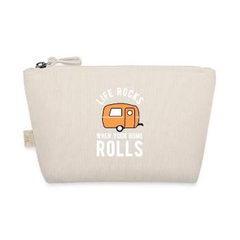 Camping T-Shirt Wohnwagen Geschenk Campingfreunde - Bio-Täschchen - Natur - Vorne