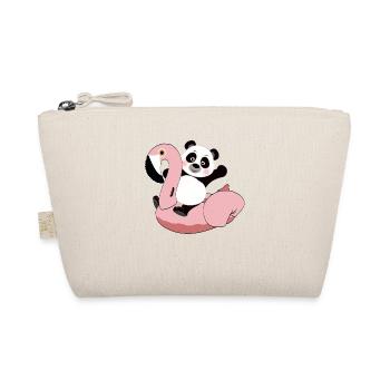 Panda on flamingo air mattress kawaii summer cool - Organic Pouch - nature - Front