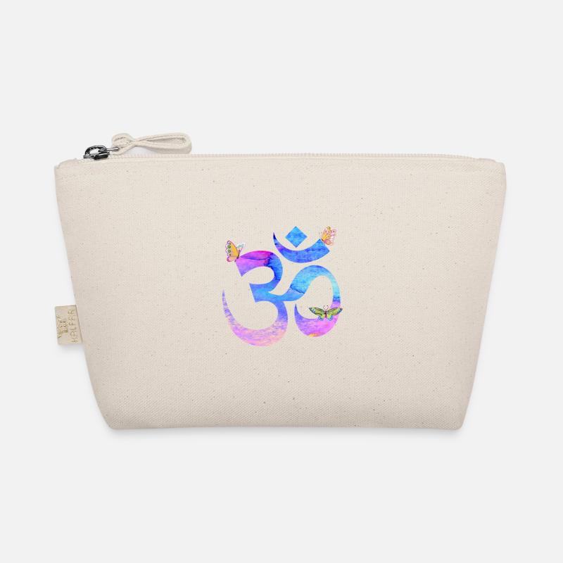 Om watercolor in blau und pink mit Schmetterlingen - Bio-Täschchen - Natur