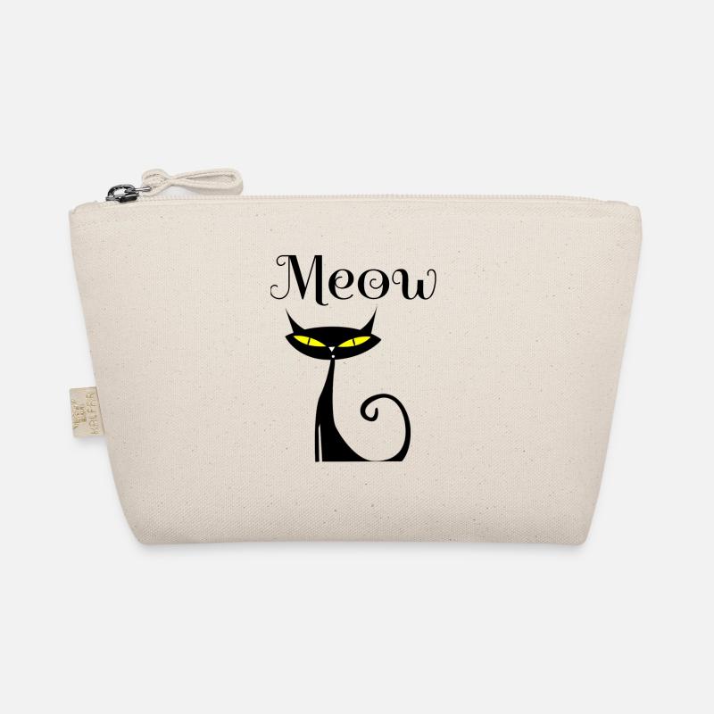 Meow Black Cat, Schwarze Katze, Geschenk Bio-Täschchen