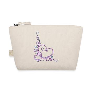 Two hearts with flowers, pink and blue - Organic Pouch - nature - Front