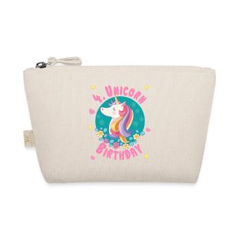 Unicorn 4th birthday 4 years - Unicorn birthday - Organic Pouch - nature - Front