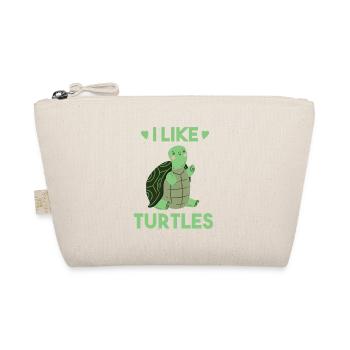 Lustige Schildkröte Spruch - I like Turtles Niedli - Bio-Täschchen - Natur - Vorne