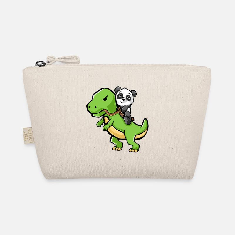 Panda riding a T-Rex Dinosaur - Funny Dinosaur Organic Pouch
