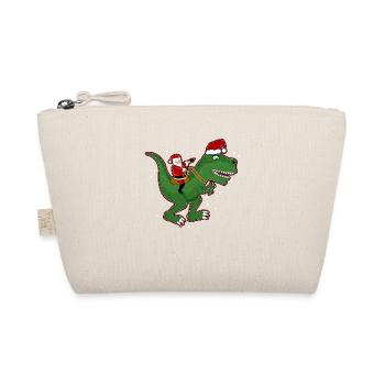 Santa riding dinosaur Trex Christmas fun - Organic Pouch - nature - Front