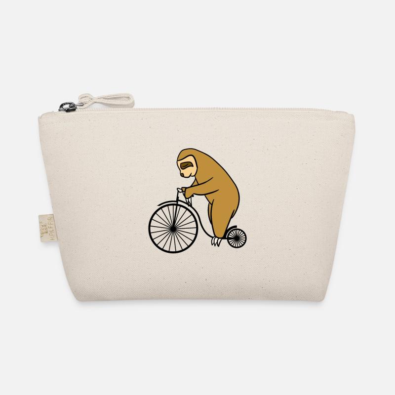 Sloth Riding Retro Bicycle With Big Wheel Cute Organic Pouch