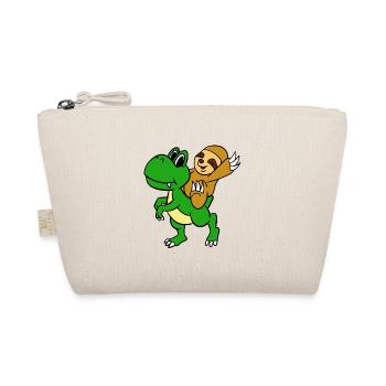 Sloth Riding T-Rex T-Shirt Funny Cute Sloth - Organic Pouch - nature - Front
