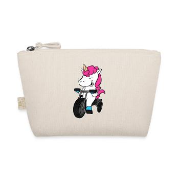 Unicorn Riding Tricycle Funny Magical Unicorn - Organic Pouch - nature - Front