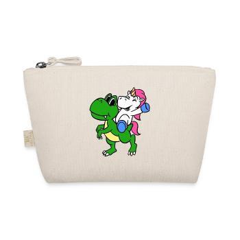 Unicorn Riding T-Rex Funny Magical Unicorn - Organic Pouch - nature - Front