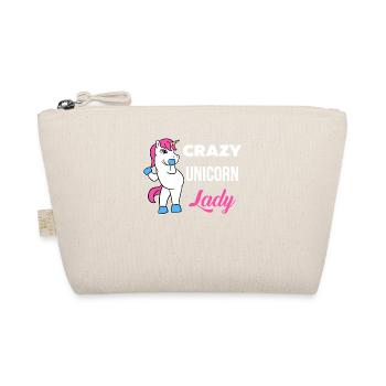 Crazy Unicorn Lady T-Shirt Funny Magical Unicorn - Organic Pouch - nature - Front