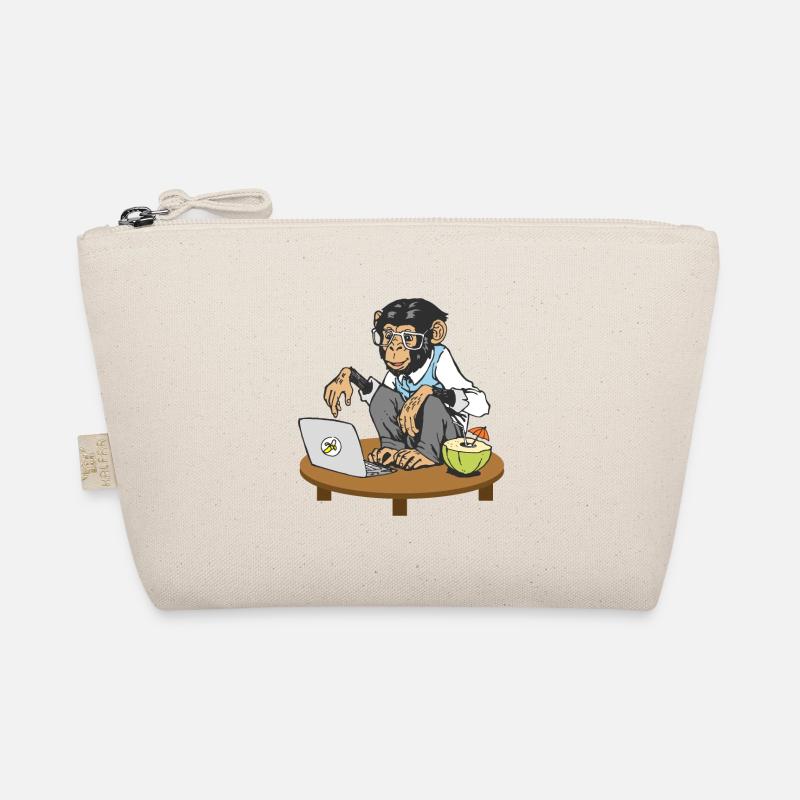 Monkey in front of laptop Organic Pouch