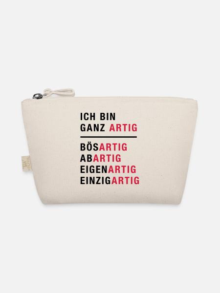 Spruch, Ich bin ganz artig - Bio-Täschchen - Natur - Vorne
