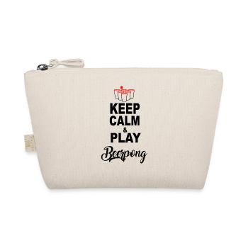 Keep Calm and Play BeerPong T-Shirt Geschenkidee - Bio-Täschchen - Natur - Vorne