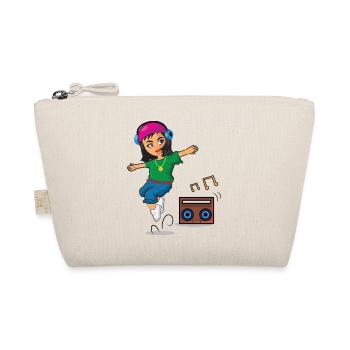 Hip Hop Girl Dances With Ghetto Blaster Breakdance - Organic Pouch - nature - Front