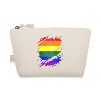 LGBTQ Pride Flag Ripped Reveal - Organic Pouch - nature - Front