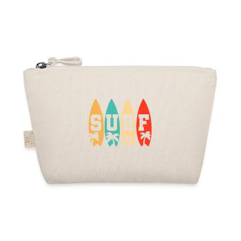 Retro Surfboard Palm Sun Beach Gift - Organic Pouch - nature - Front