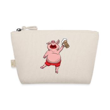 Funny Beer Drinking Pig - Organic Pouch - nature - Front
