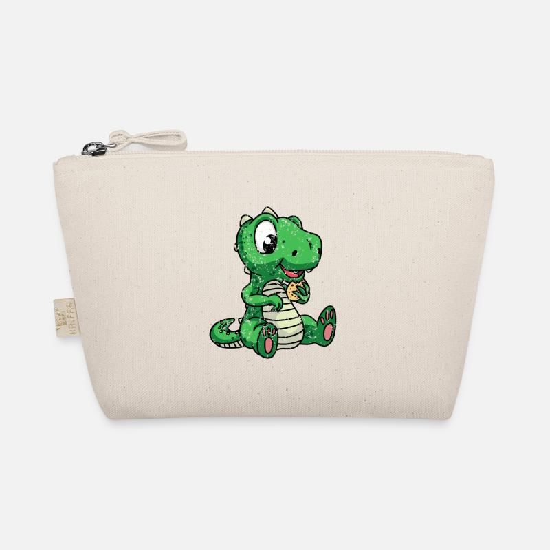 Small Dino with a Biscuit Retro Vintage Organic Pouch