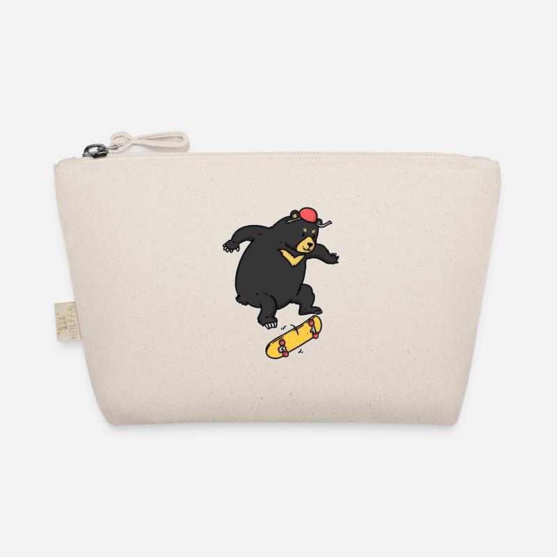 Kickflip Bär Skateboard Bärchen Wild Tier Zoo - Bio-Täschchen - Natur