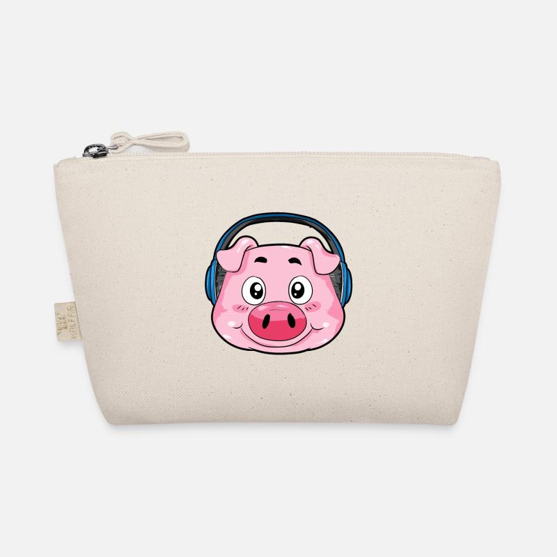 Schwein mit Kopfhörer Bio-Täschchen