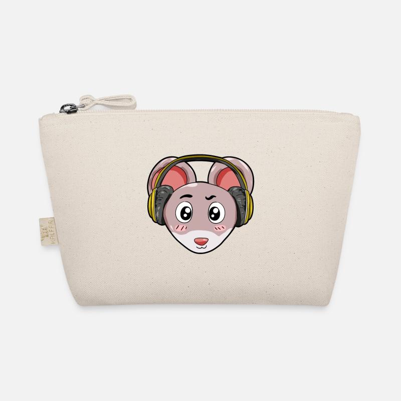 Maus mit Kopfhörer Bio-Täschchen