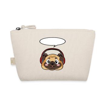 Pug with headphones - Organic Pouch - nature - Front