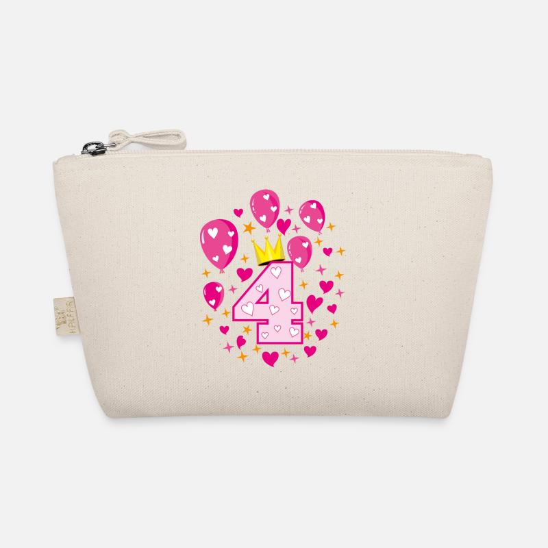 04 4 Geburtstag Mädchen Luftballons Krone Sterne Bio-Täschchen